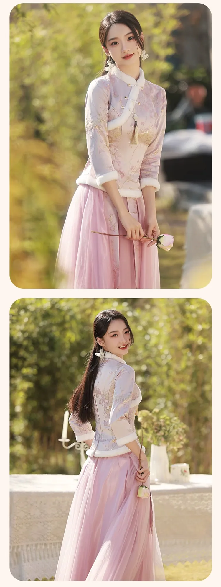 Chinese-Style-Winter-Warm-Wedding-Bridal-Party-Pink-Bridesmaid-Dress19