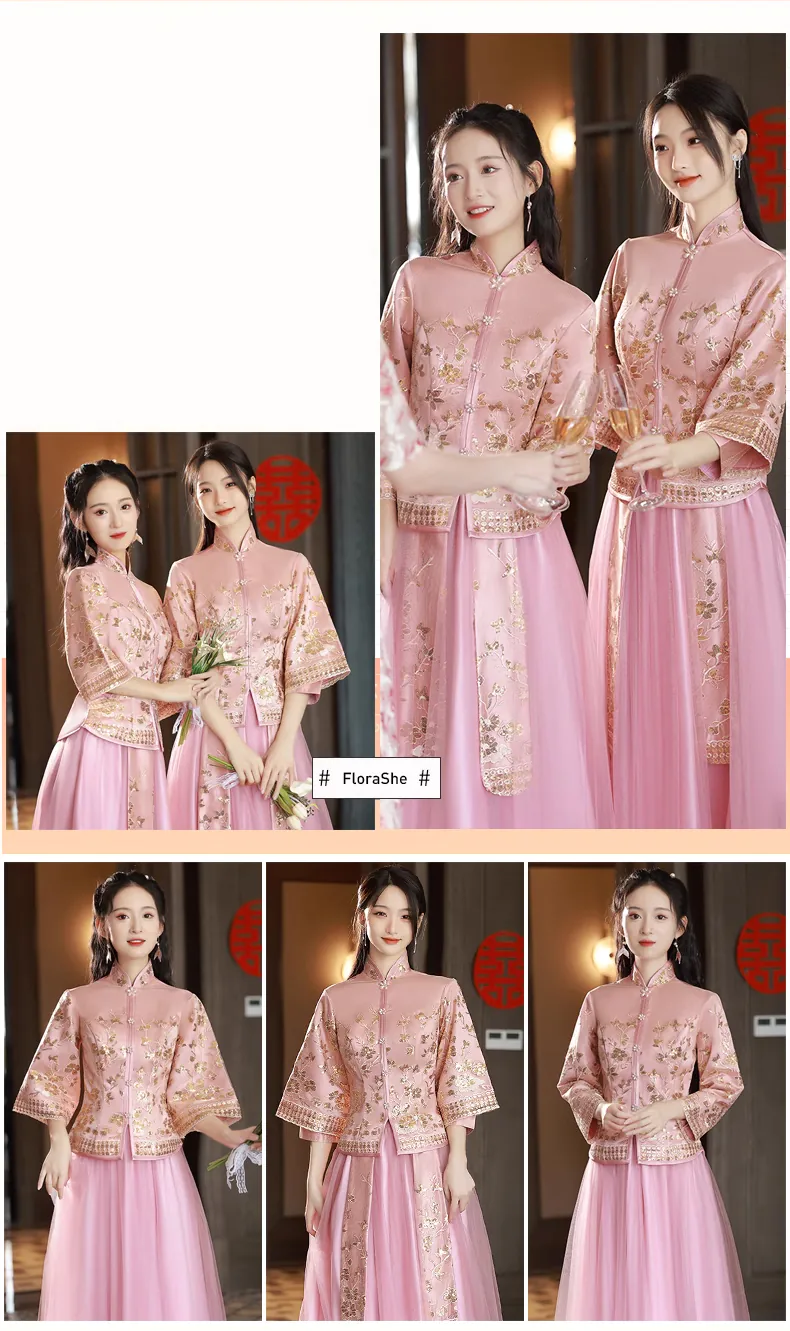 Classic-Chinese-Style-Wedding-Pink-Embroidery-Bridesmaid-Xiuhe-Dress10