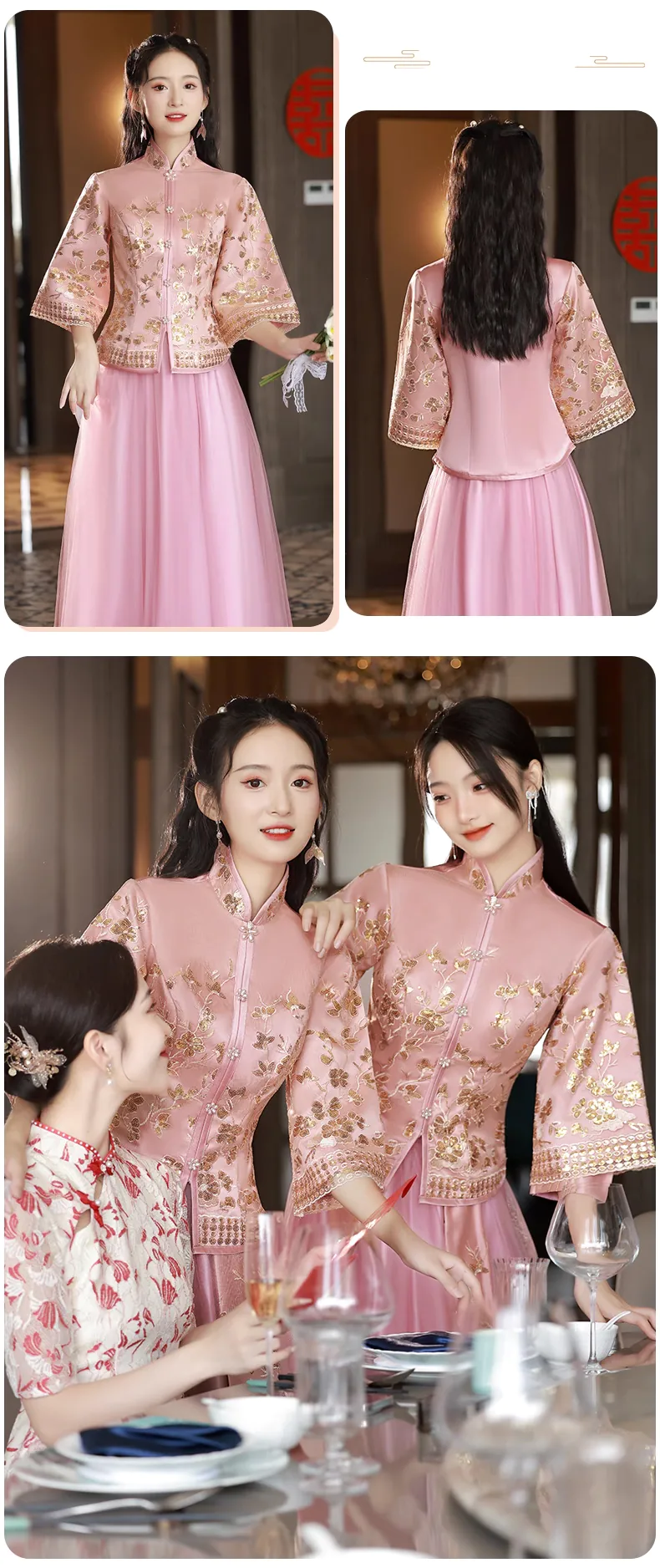 Classic-Chinese-Style-Wedding-Pink-Embroidery-Bridesmaid-Xiuhe-Dress14