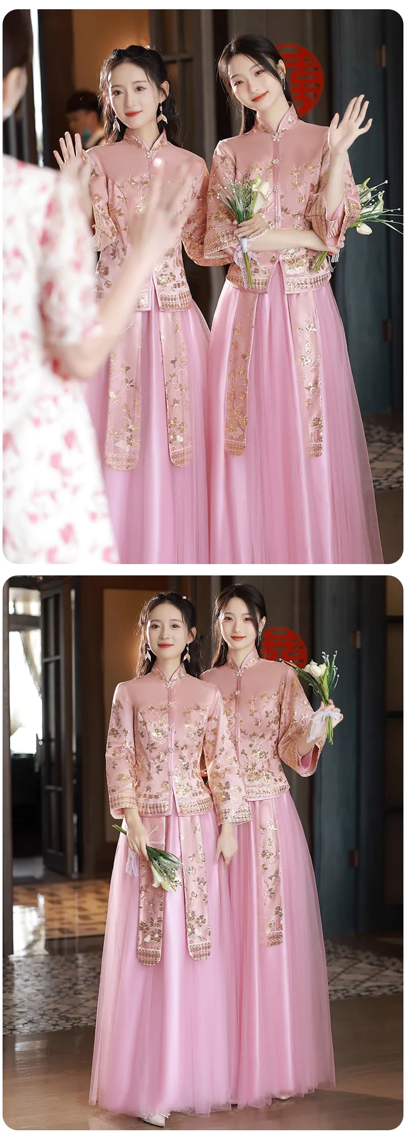 Classic-Chinese-Style-Wedding-Pink-Embroidery-Bridesmaid-Xiuhe-Dress20