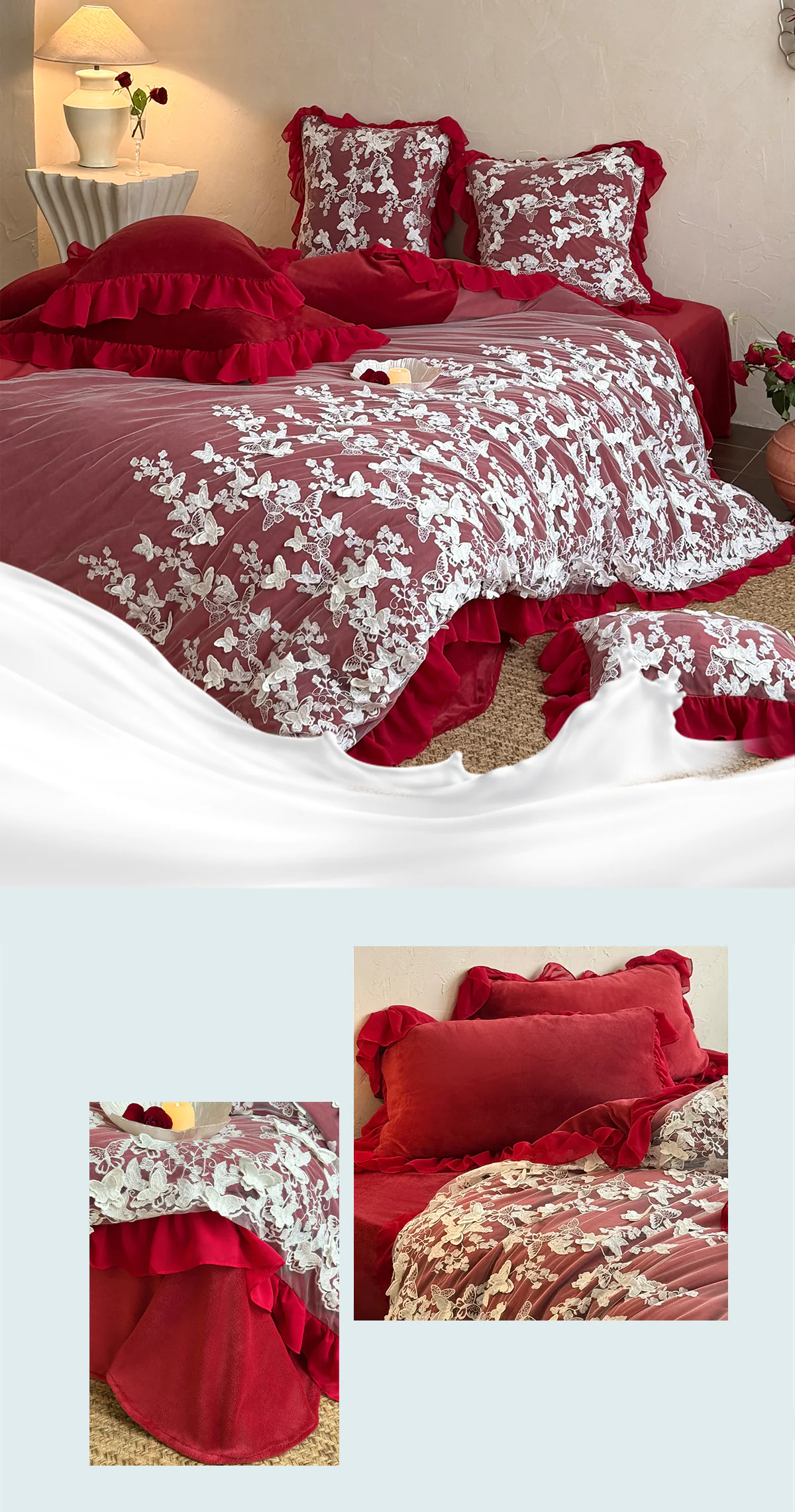 Cozy-3D-Butterfly-Embroidered-Ruffle-Edge-Milk-Velvet-Bedding-Set13