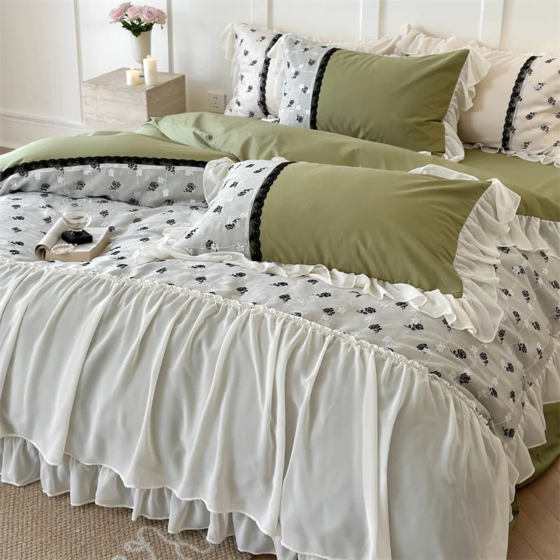 Cozy Princess Style Egyptian Cotton Duvet Cover Bedding 4 Pcs Set01