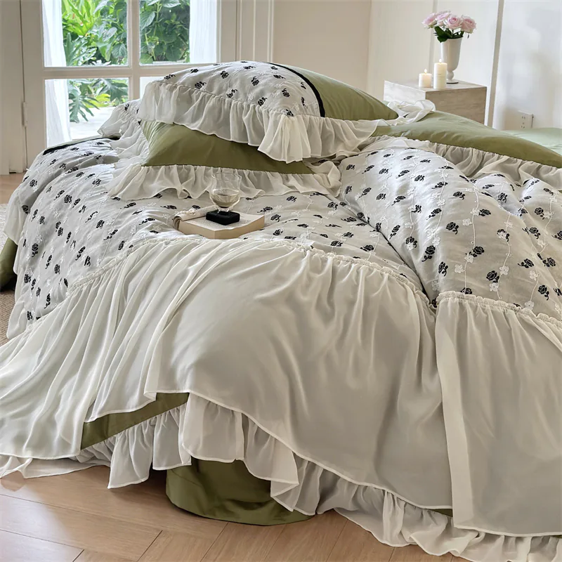 Cozy Princess Style Egyptian Cotton Duvet Cover Bedding 4 Pcs Set04