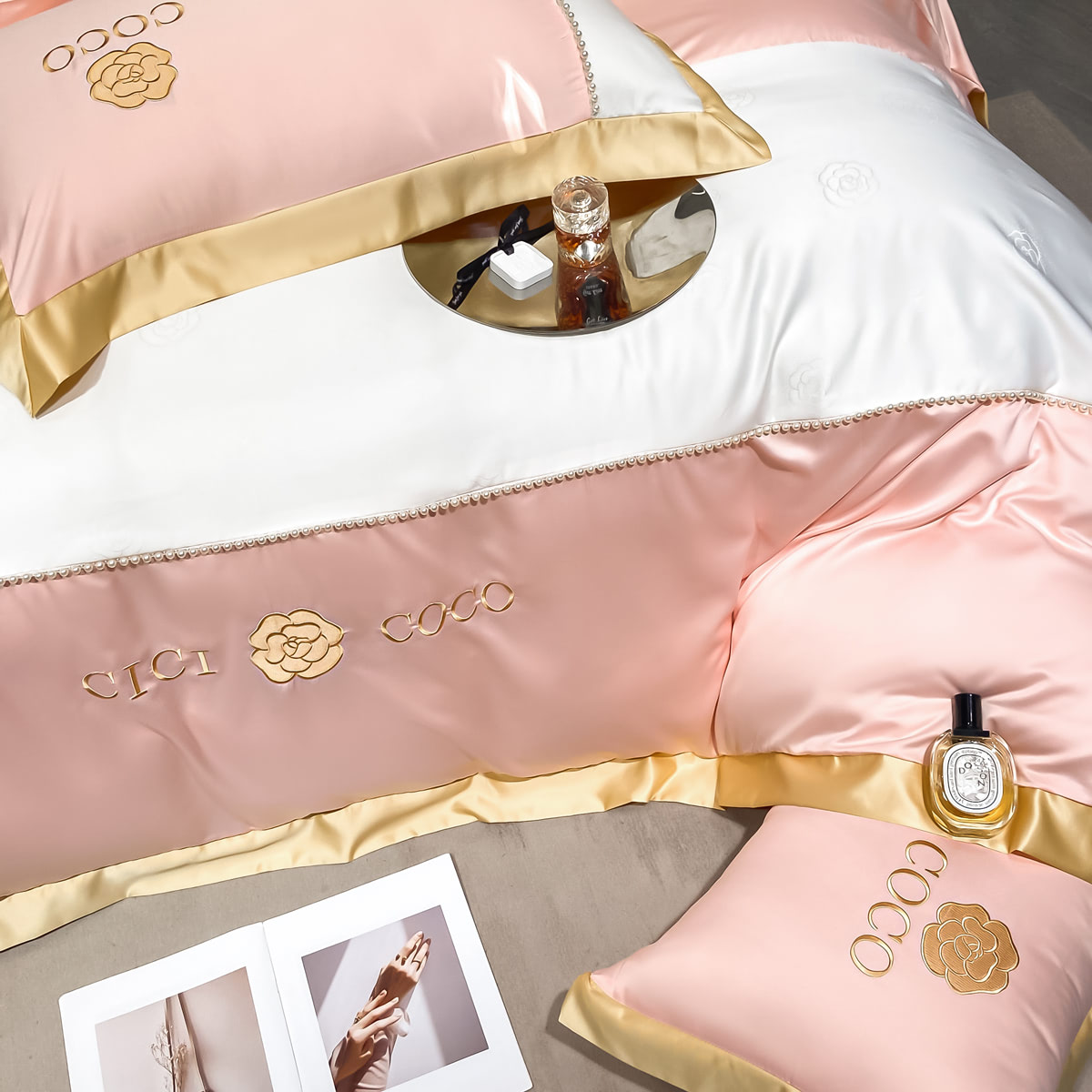 Cozy Silky Satin Flat Bed Sheet Duvet Cover Pillowcases 4 Pcs Set06