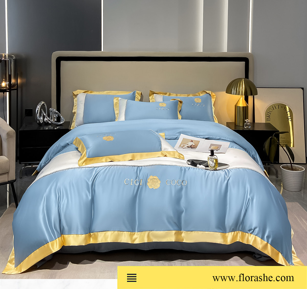 Cozy-Silky-Satin-Flat-Bed-Sheet-Duvet-Cover-Pillowcases-4-Pcs-Set11
