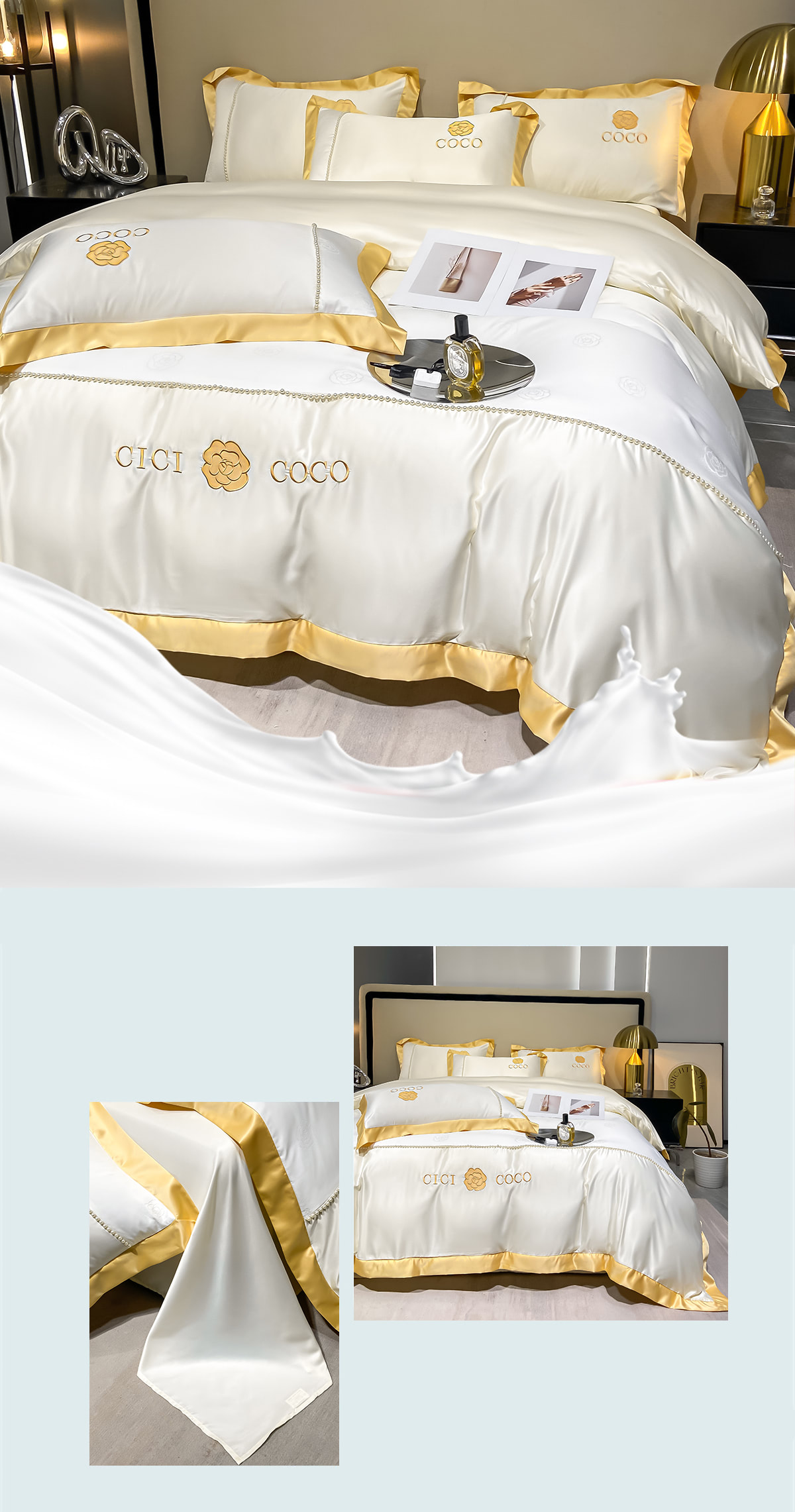 Cozy-Silky-Satin-Flat-Bed-Sheet-Duvet-Cover-Pillowcases-4-Pcs-Set24