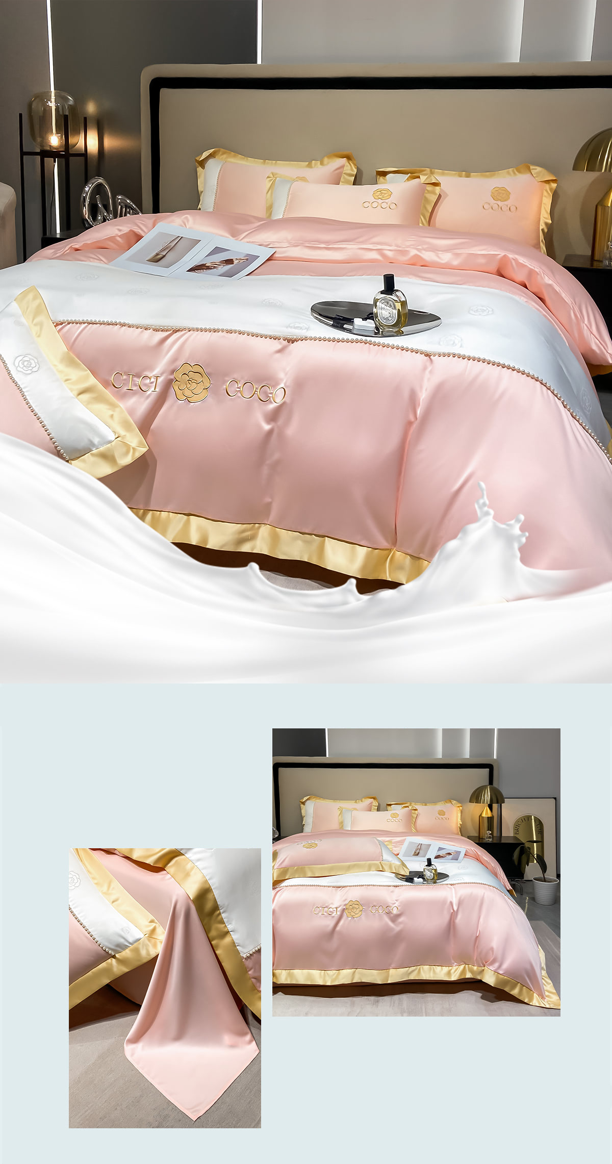 Cozy-Silky-Satin-Flat-Bed-Sheet-Duvet-Cover-Pillowcases-4-Pcs-Set29