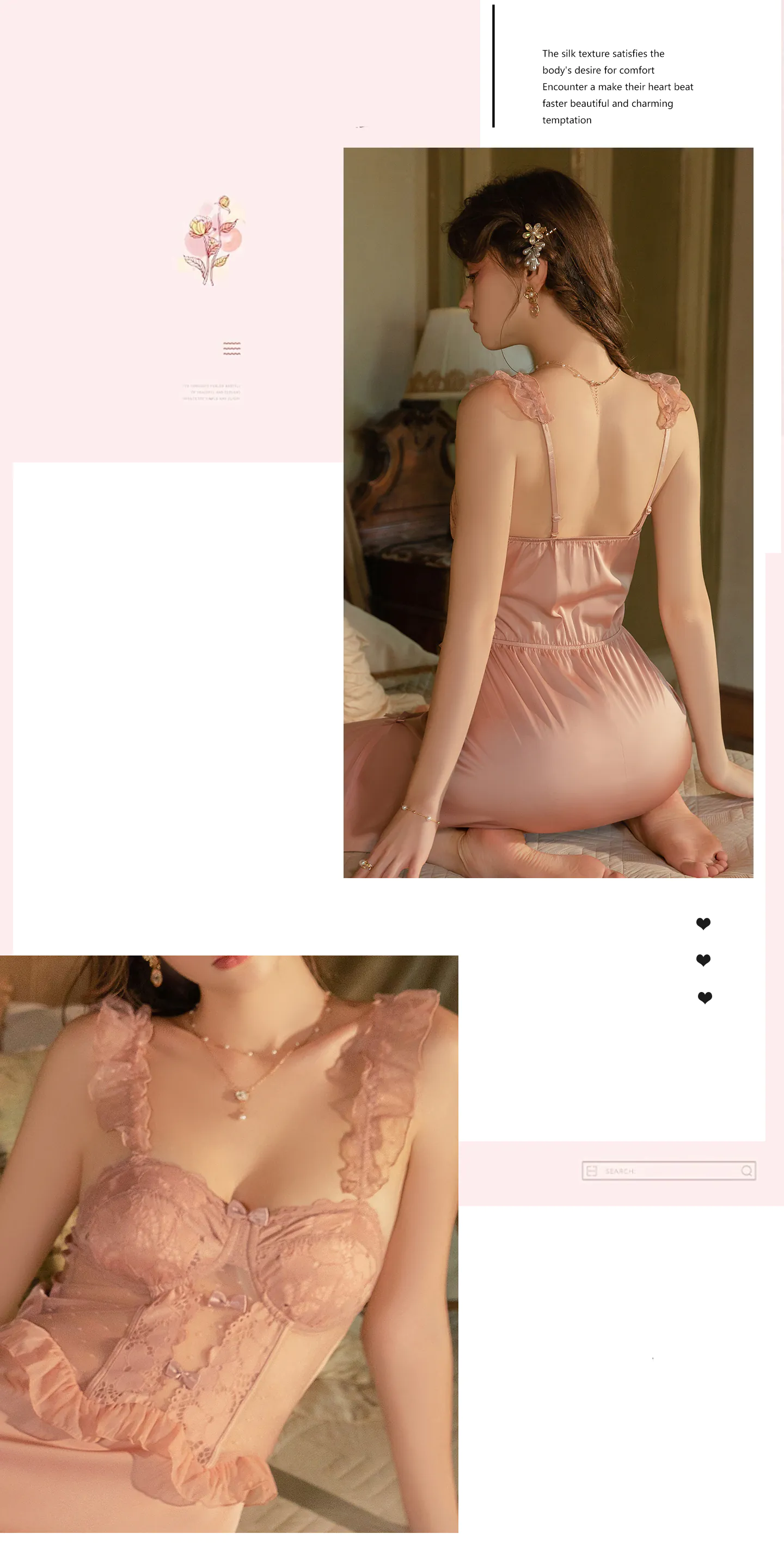 Deep-V-Neck-Lace-Push-Up-Sheer-Mesh-Satin-Nightgown-Slip-Chemise11