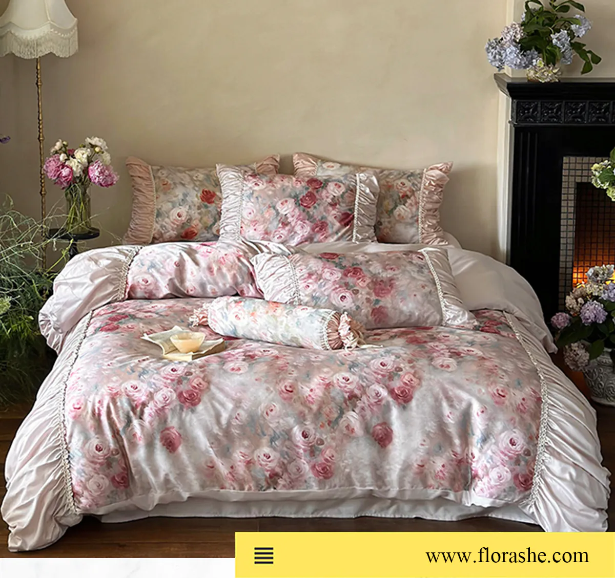 Elegant-120s-Long-Staple-Cotton-Oil-Painting-Ruffle-Bedding-4-Pcs-Set09