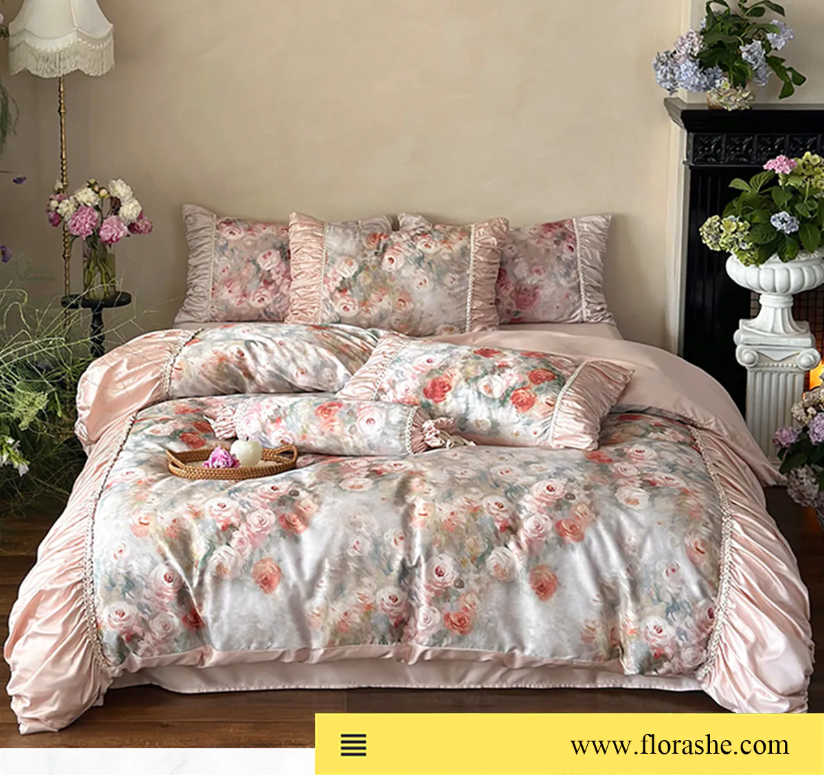 Elegant-120s-Long-Staple-Cotton-Oil-Painting-Ruffle-Bedding-4-Pcs-Set14