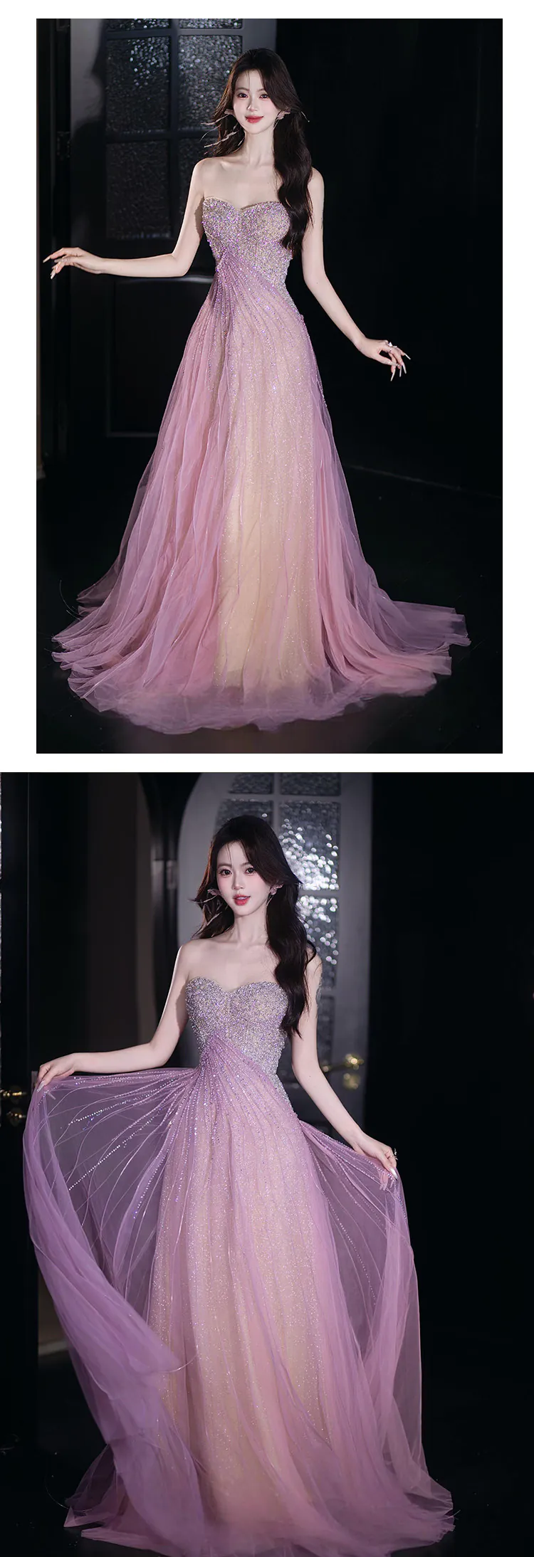Fairy-Strapless-Sequined-Lavender-Tulle-Evening-Gown-Banquet-Party-Dress11