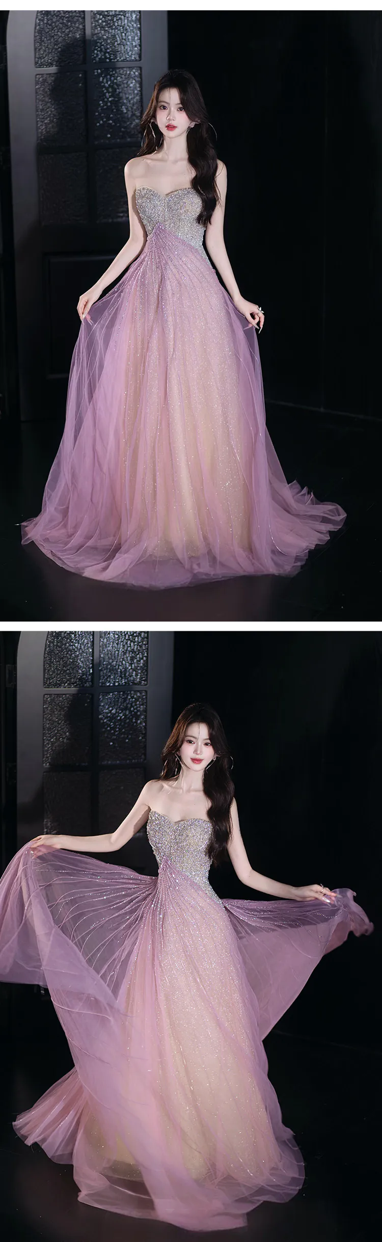 Fairy-Strapless-Sequined-Lavender-Tulle-Evening-Gown-Banquet-Party-Dress12