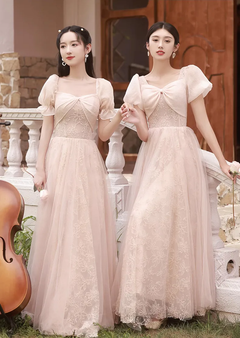 Fairy-Stylish-A-line-Slim-Fit-Pink-Floral-Bridesmaid-Party-Long-Dress12