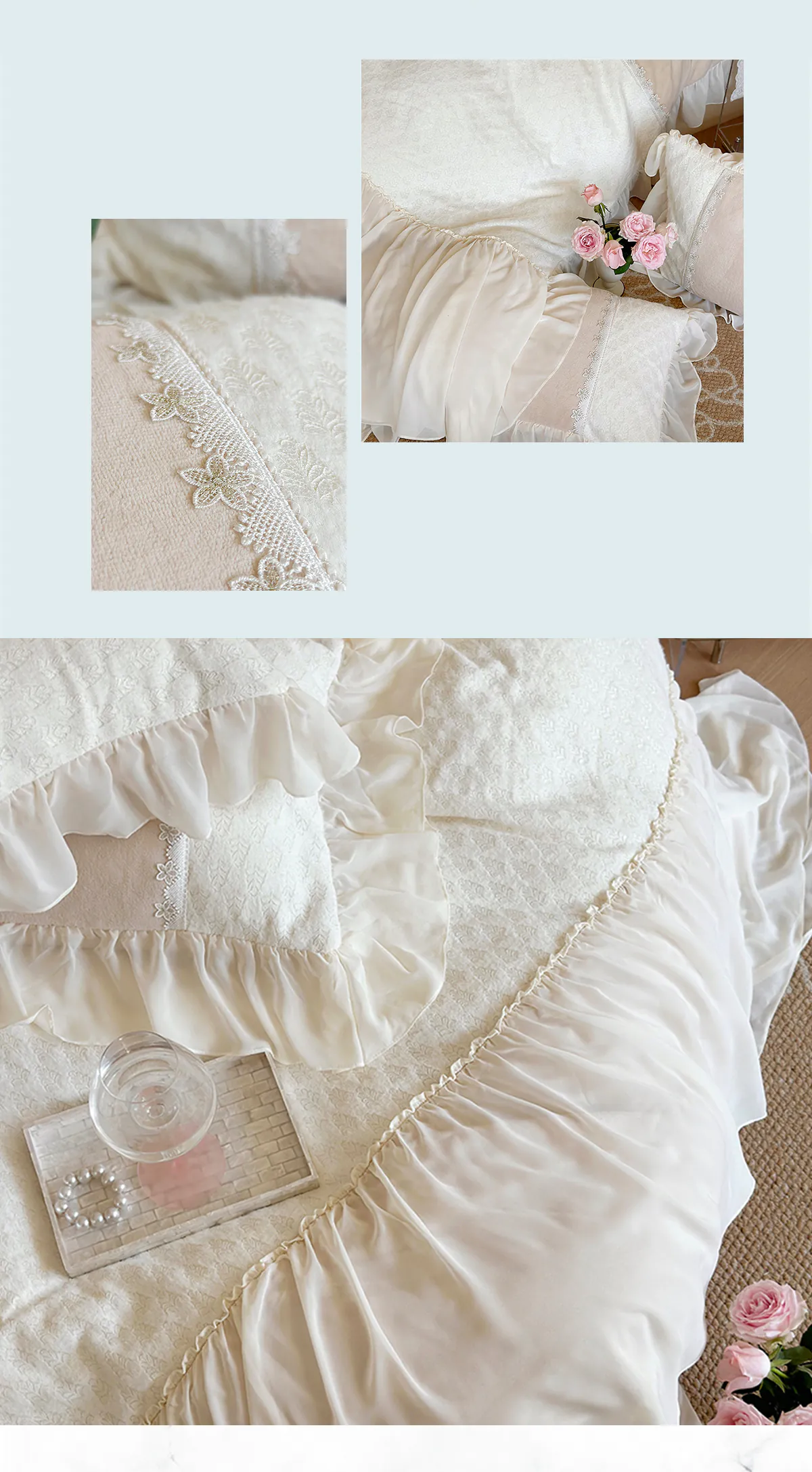 French-Style-Milk-Velvet-Chiffon-Lace-Trim-Embroidery-Bedding-Set15