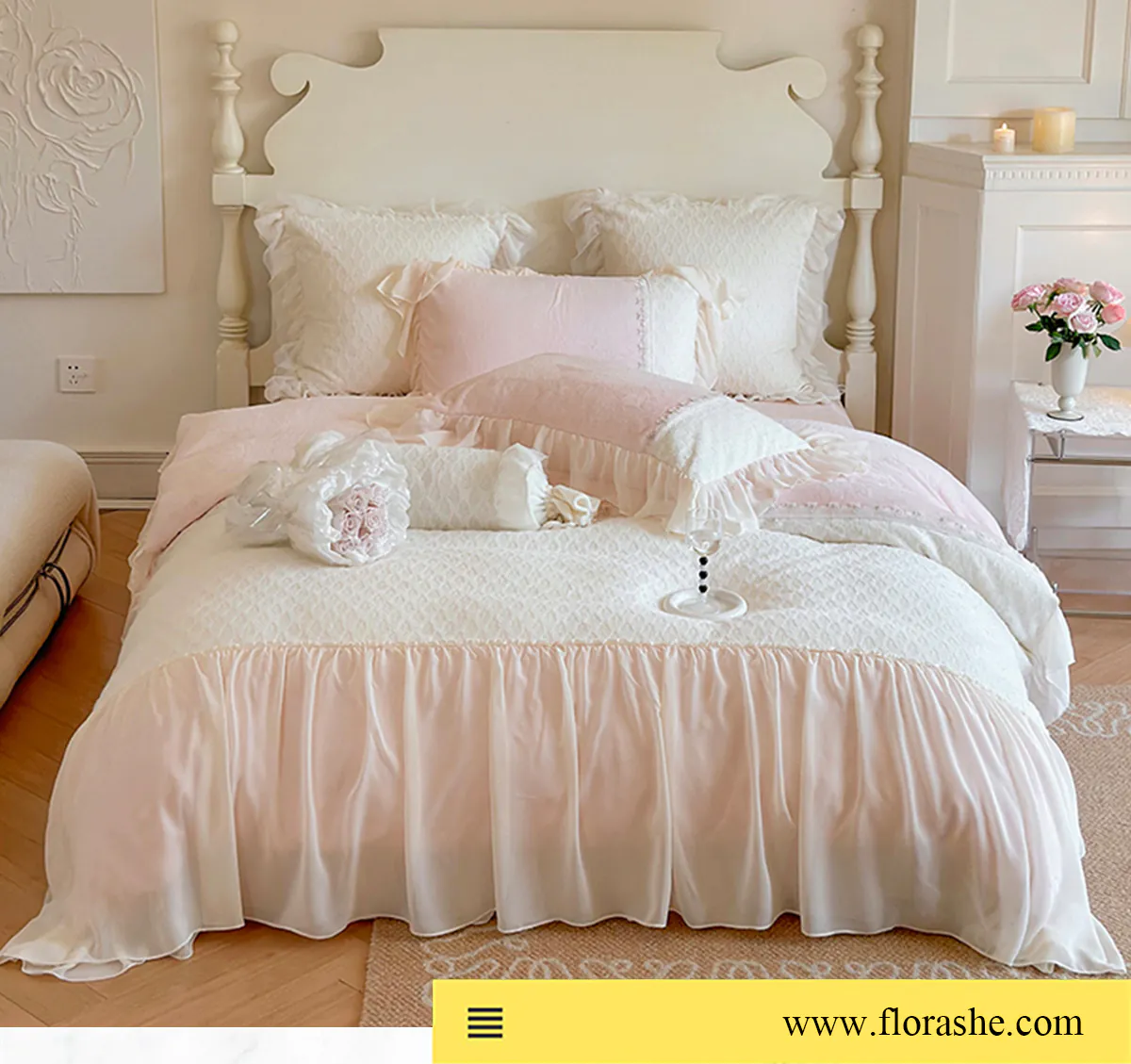French-Style-Milk-Velvet-Chiffon-Lace-Trim-Embroidery-Bedding-Set16