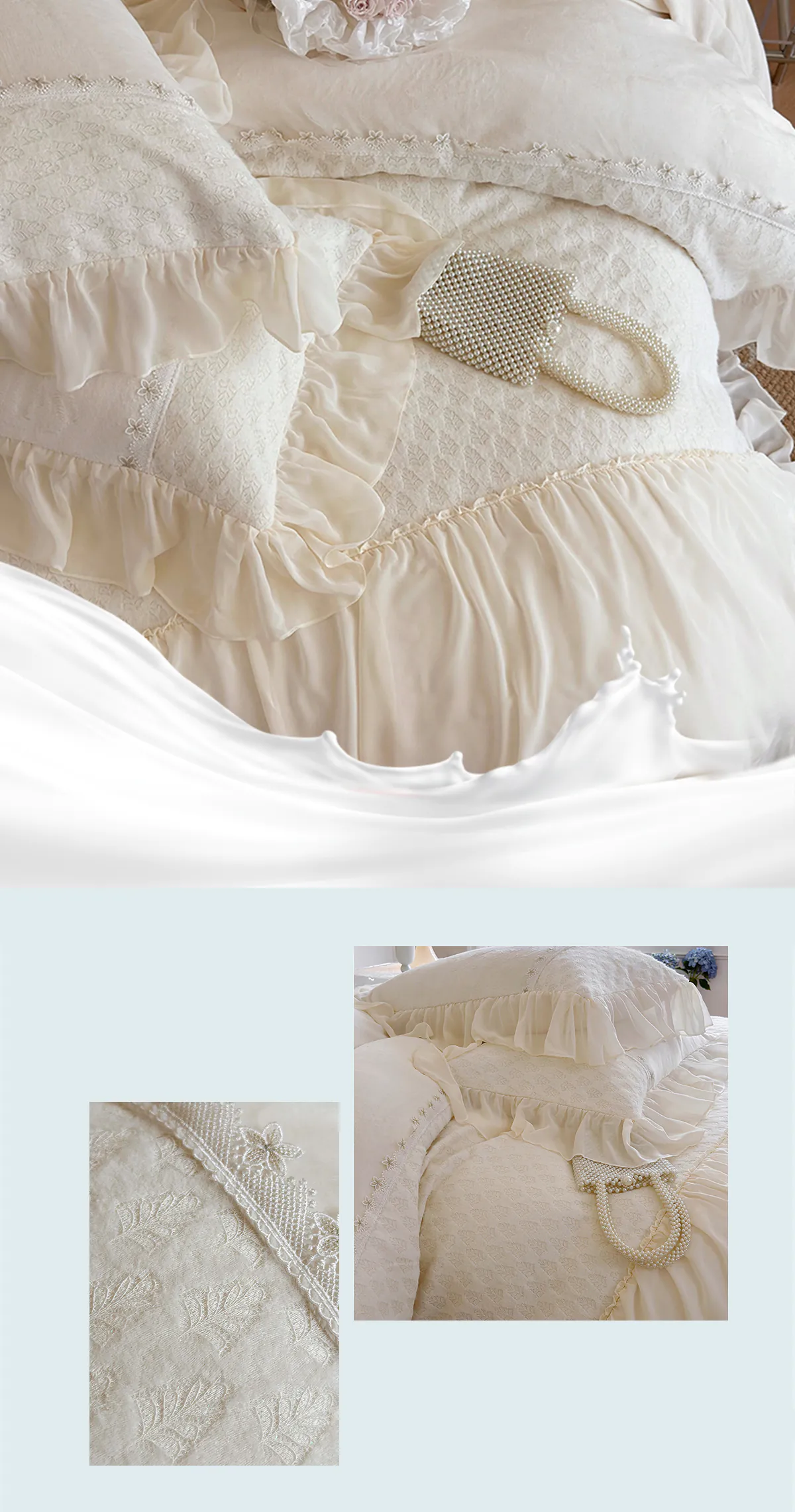 French-Style-Milk-Velvet-Chiffon-Lace-Trim-Embroidery-Bedding-Set24