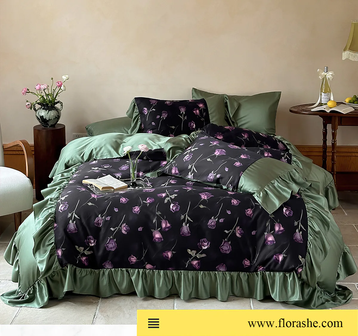 French-Vintage-Style-Rose-Floral-Print-50s-Long-Staple-Cotton-Bedding-Set07