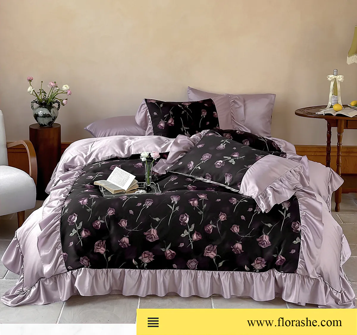 French-Vintage-Style-Rose-Floral-Print-50s-Long-Staple-Cotton-Bedding-Set12