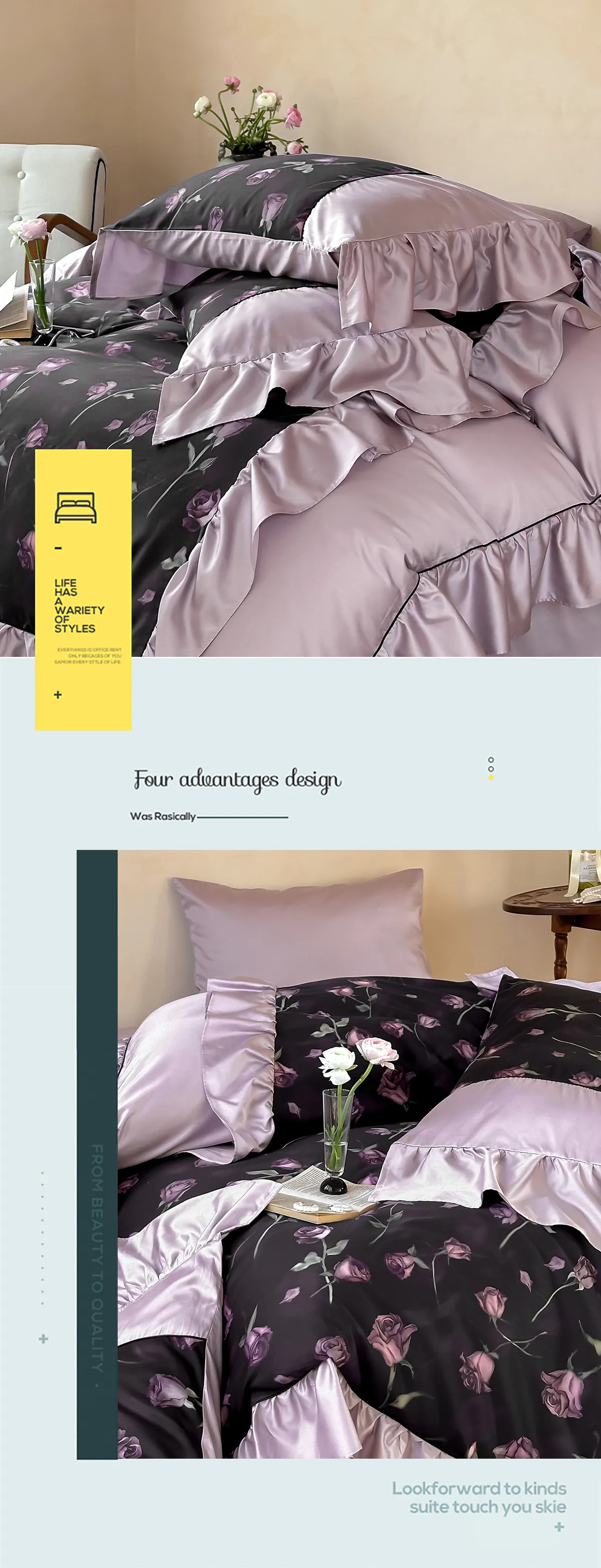 French-Vintage-Style-Rose-Floral-Print-50s-Long-Staple-Cotton-Bedding-Set14