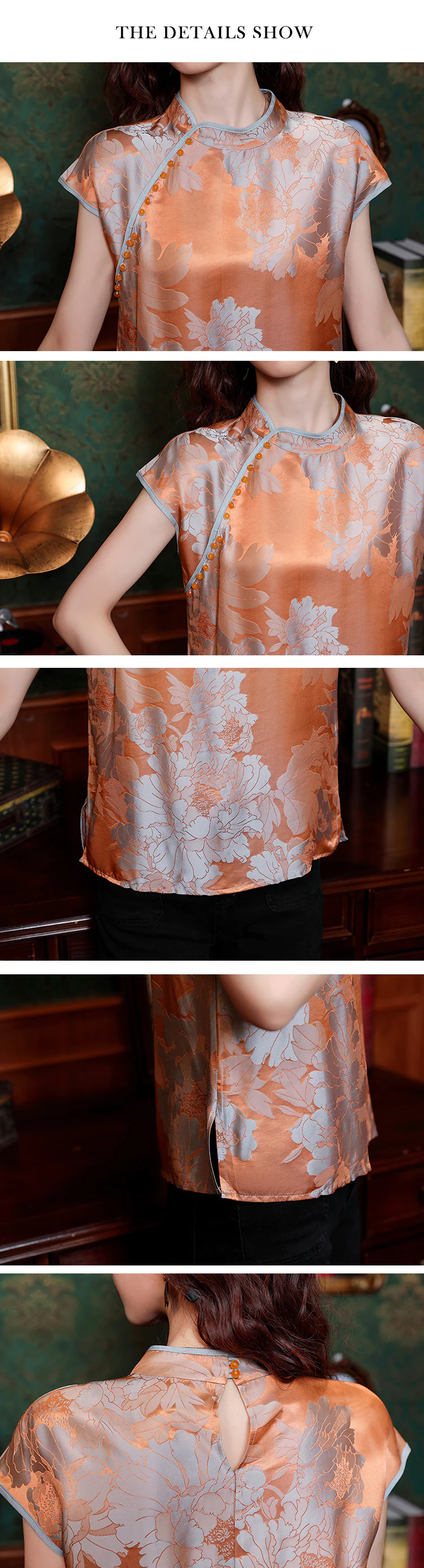Ladies-Floral-Printed-Short-Sleeve-Summer-Lace-Satin-Pullover-Shirt18