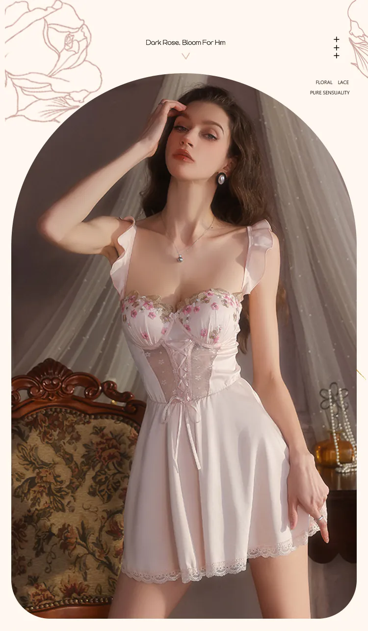 Ladies-Vintage-Corset-Bodice-Summer-Cool-Plus-Size-Sleepwear-Nightgown09
