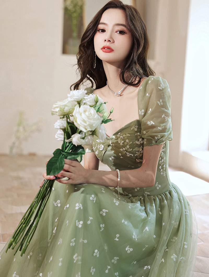 Luxury Fashion Green Tulle Prom Party Dress Elegant Formal Wear02