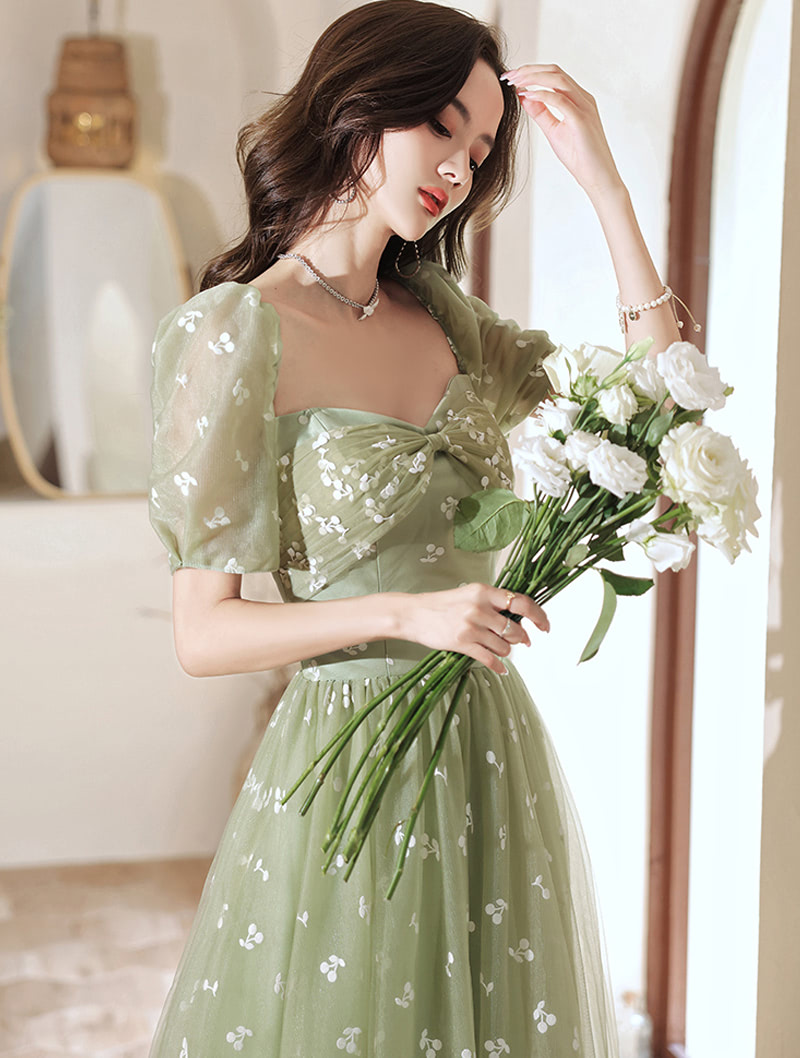 Luxury Fashion Green Tulle Prom Party Dress Elegant Formal Wear03