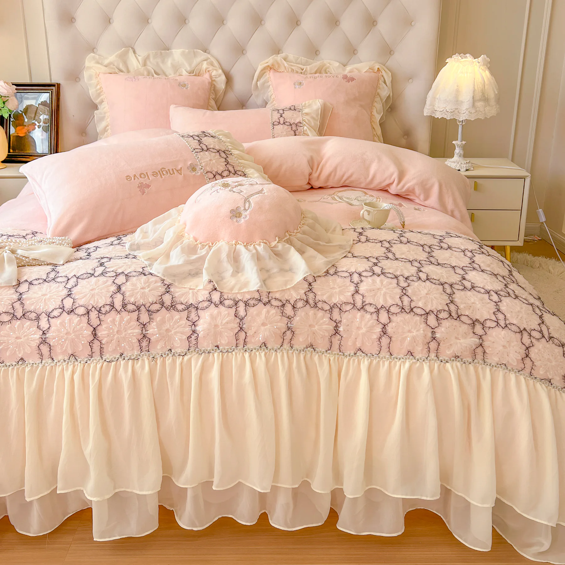 Luxury Home Textile Milk Fiber Duvet Cover Bed Sheet 4 Pcs Set01