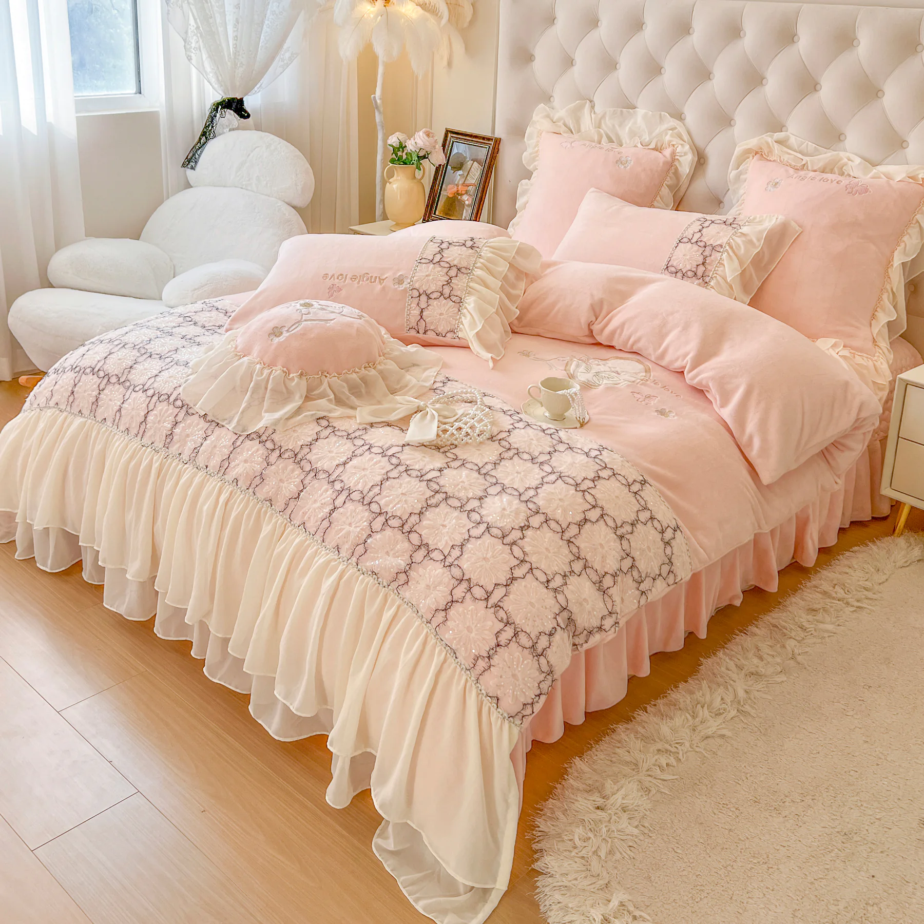 Luxury Home Textile Milk Fiber Duvet Cover Bed Sheet 4 Pcs Set02