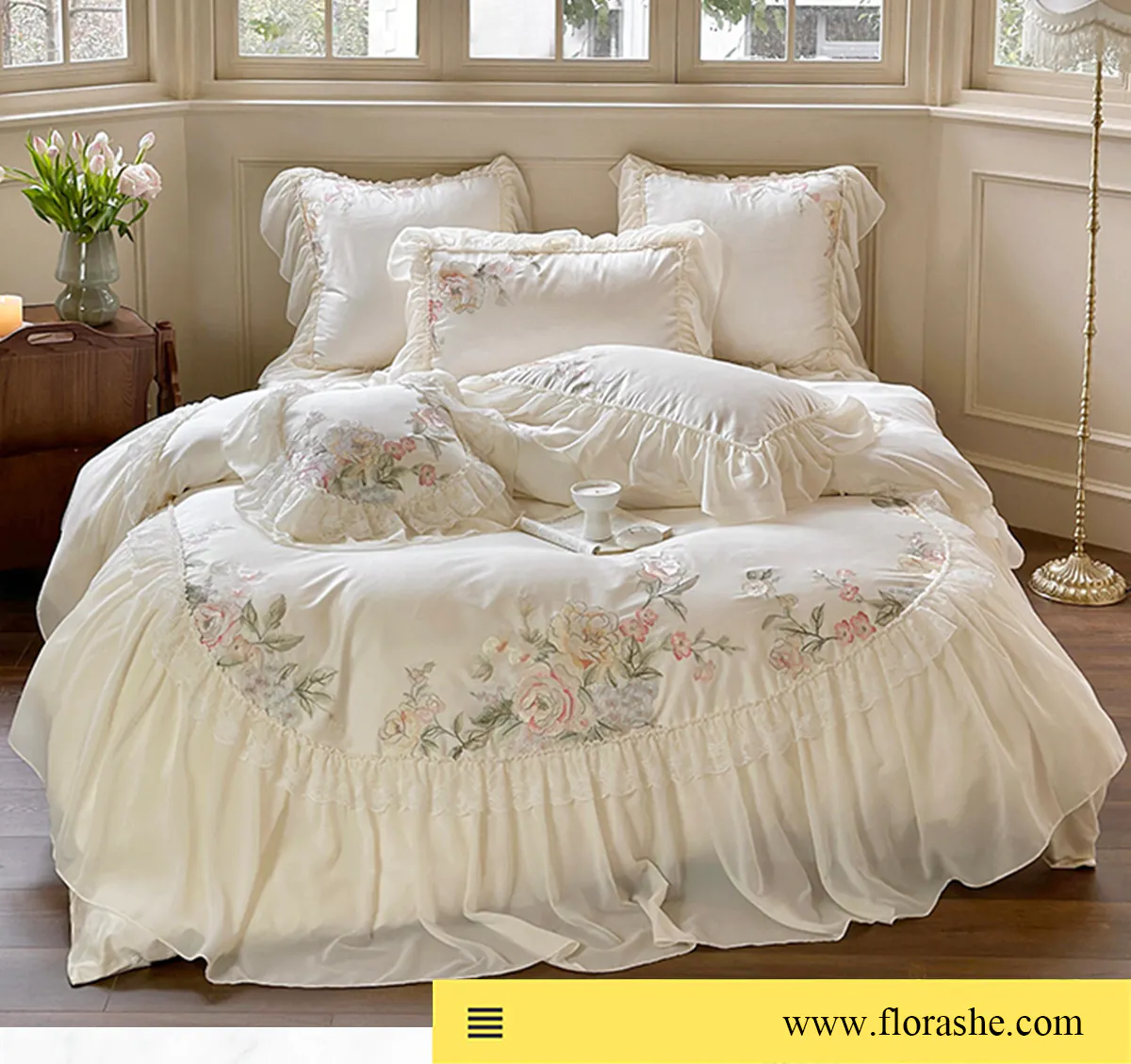 Luxury-Long-Staple-Cotton-Embroidery-Ruffle-Lace-Trim-Bedding-Set10