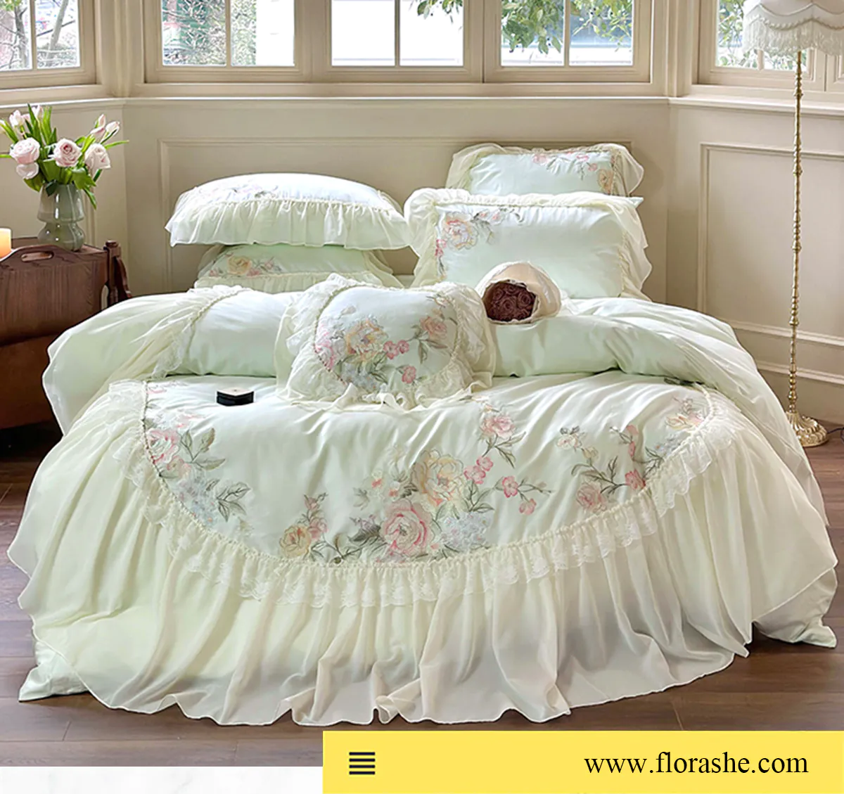 Luxury-Long-Staple-Cotton-Embroidery-Ruffle-Lace-Trim-Bedding-Set15