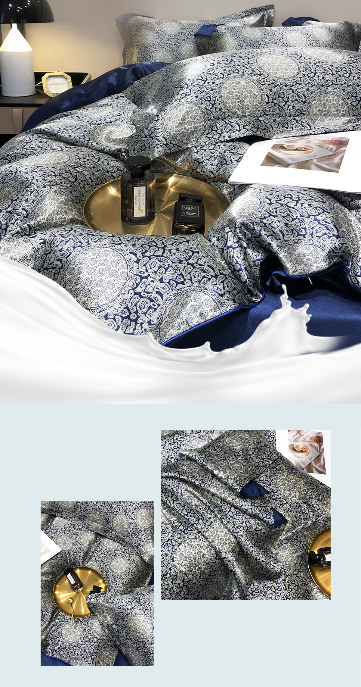 Luxury-Silky-Satin-Duvet-Cover-Flat-Sheet-Pillowcase-4-Piece-Set