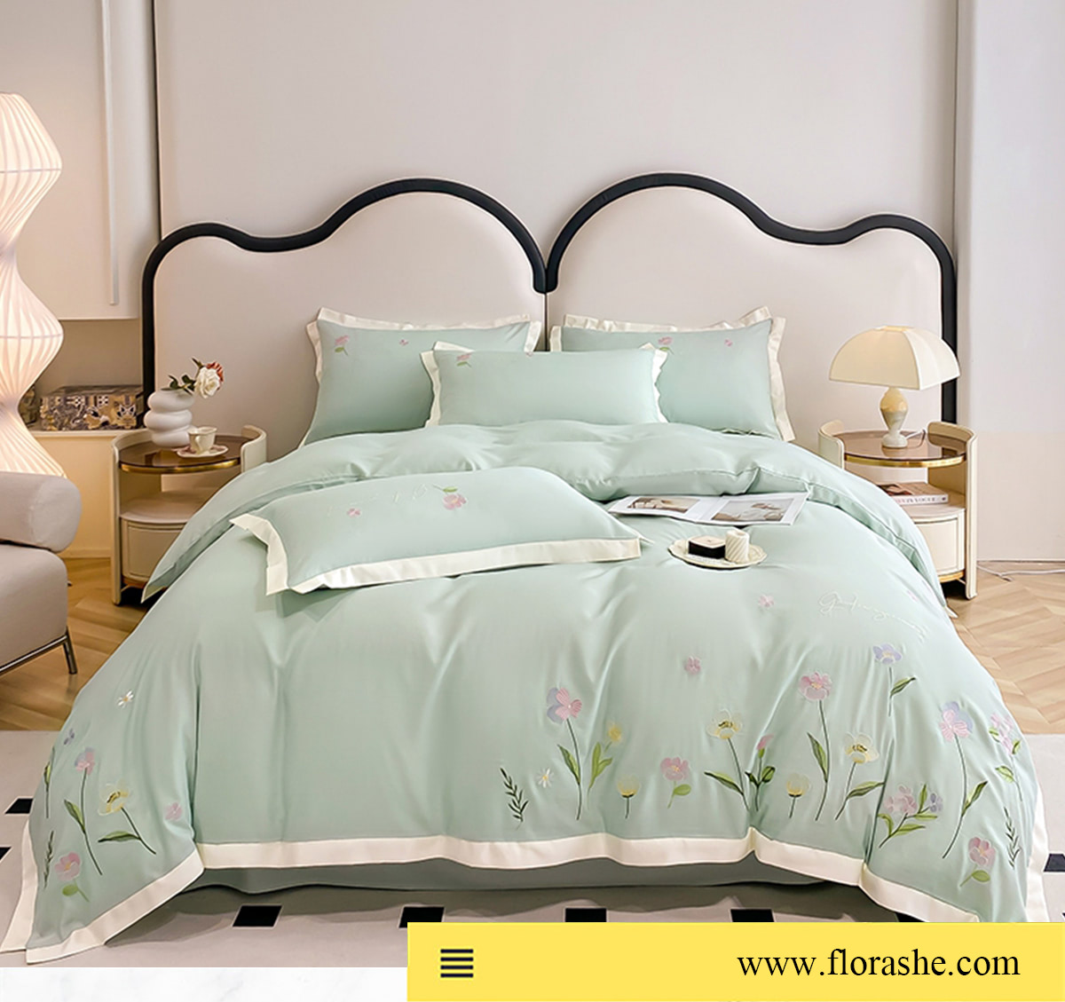 Lyocell-Tencel-Floral-Embroidery-Bed-Sheets-Pillowcase-4-Pcs-Set09