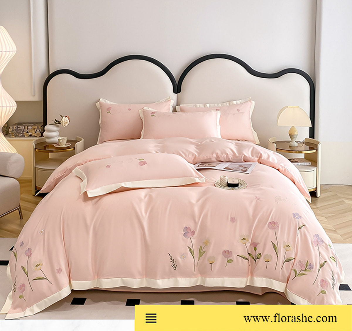 Lyocell-Tencel-Floral-Embroidery-Bed-Sheets-Pillowcase-4-Pcs-Set14