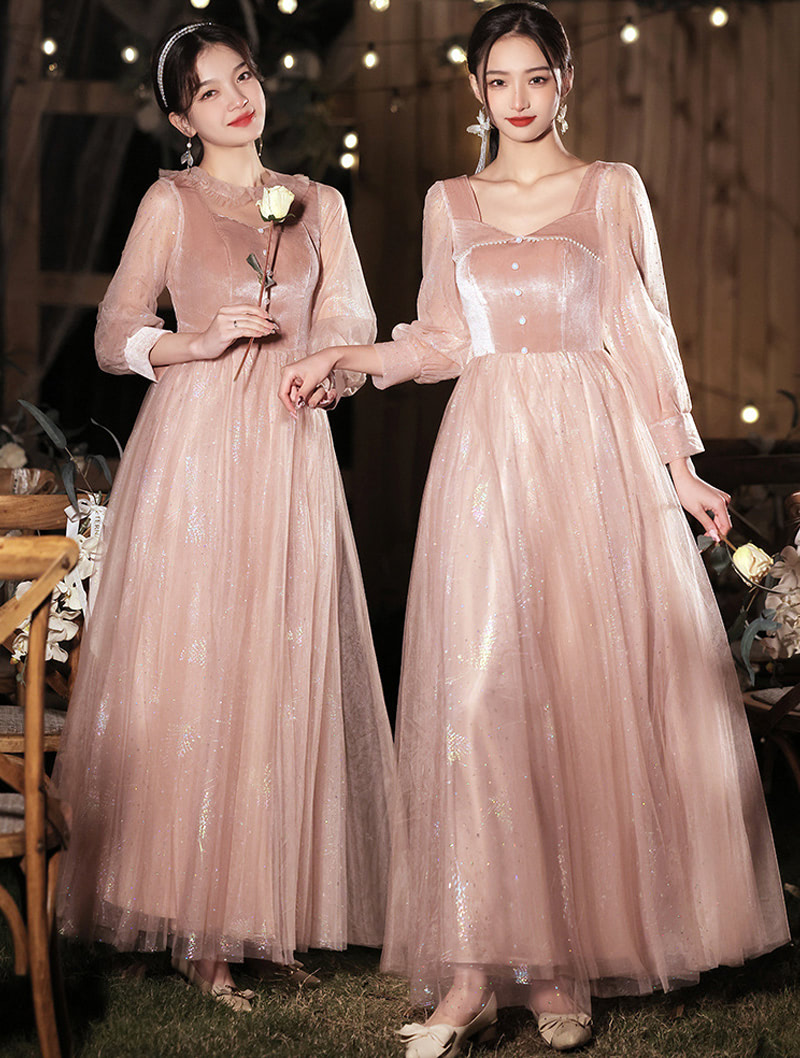 New Fashion Long Sleeve Wedding Bridesmaid Guest Party Dress01