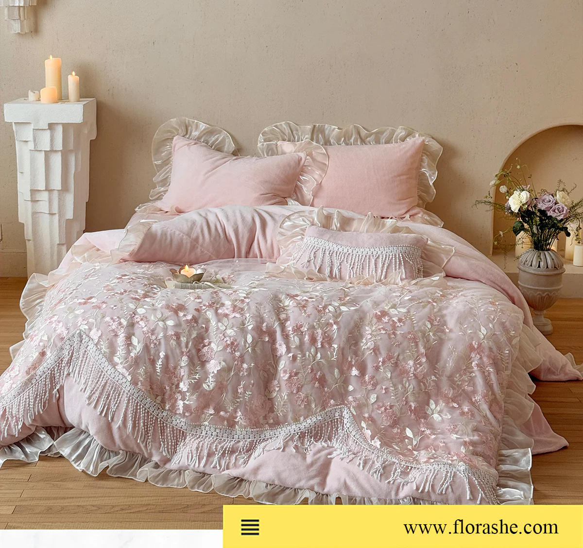 Princess-Embroidery-High-Weight-Milk-Velvet-Bedding-Set-with-Tassel-Fringe09