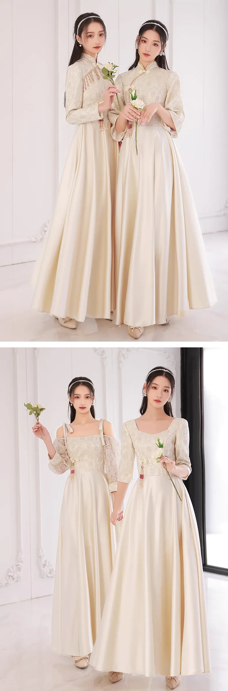 Retro-Fashion-Champagne-Maid-of-Honor-Bridal-Party-Evening-Dress12