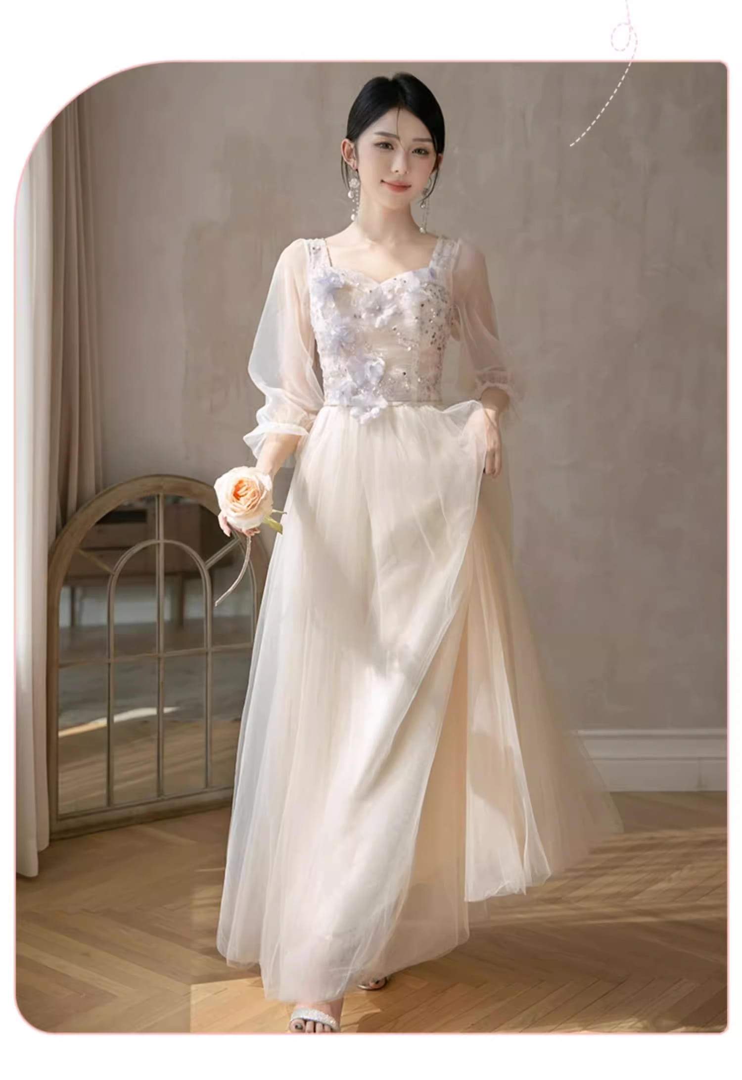 Romance-Flower-Champagne-Bridal-Party-Gown-Fashion-Bridesmaid-Dress12