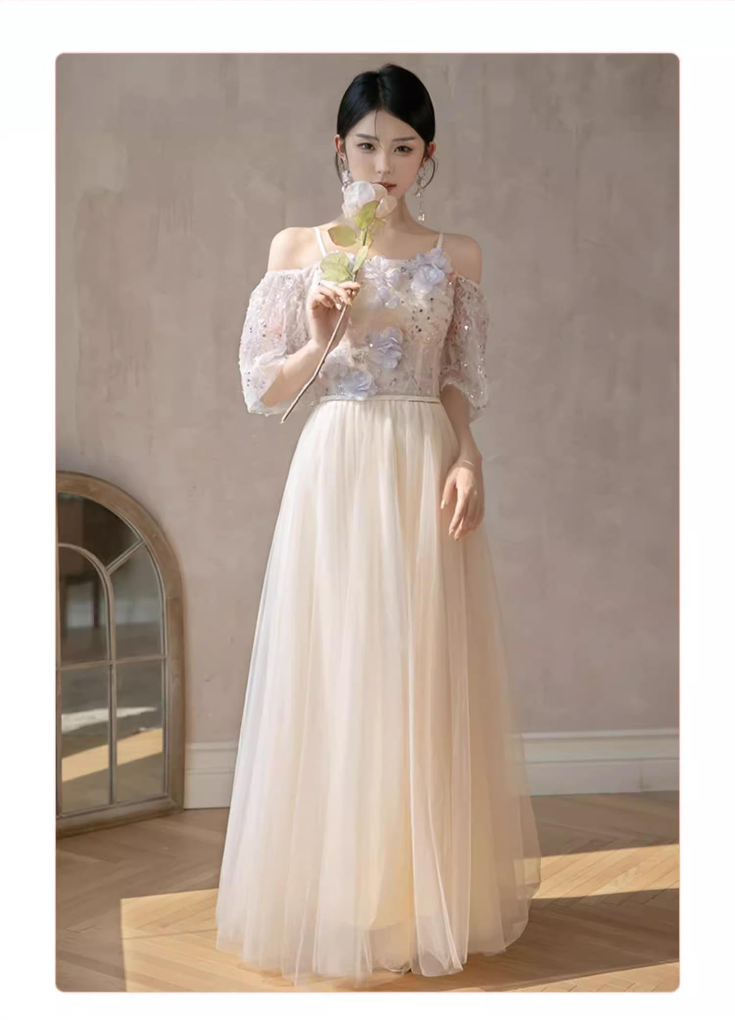 Romance-Flower-Champagne-Bridal-Party-Gown-Fashion-Bridesmaid-Dress19