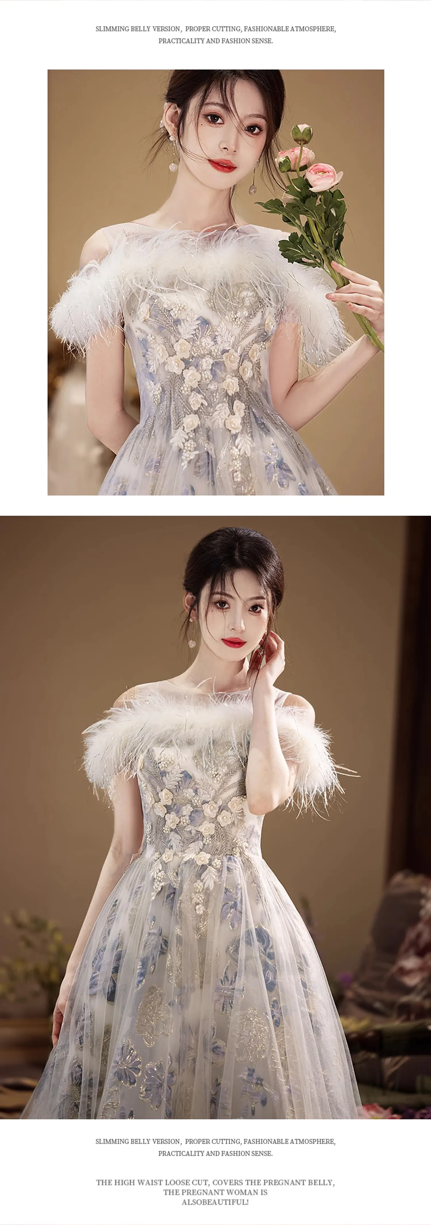Romantic-A-Line-Silver-Embroidery-Feather-Tulle-Formal-Party-Gown12