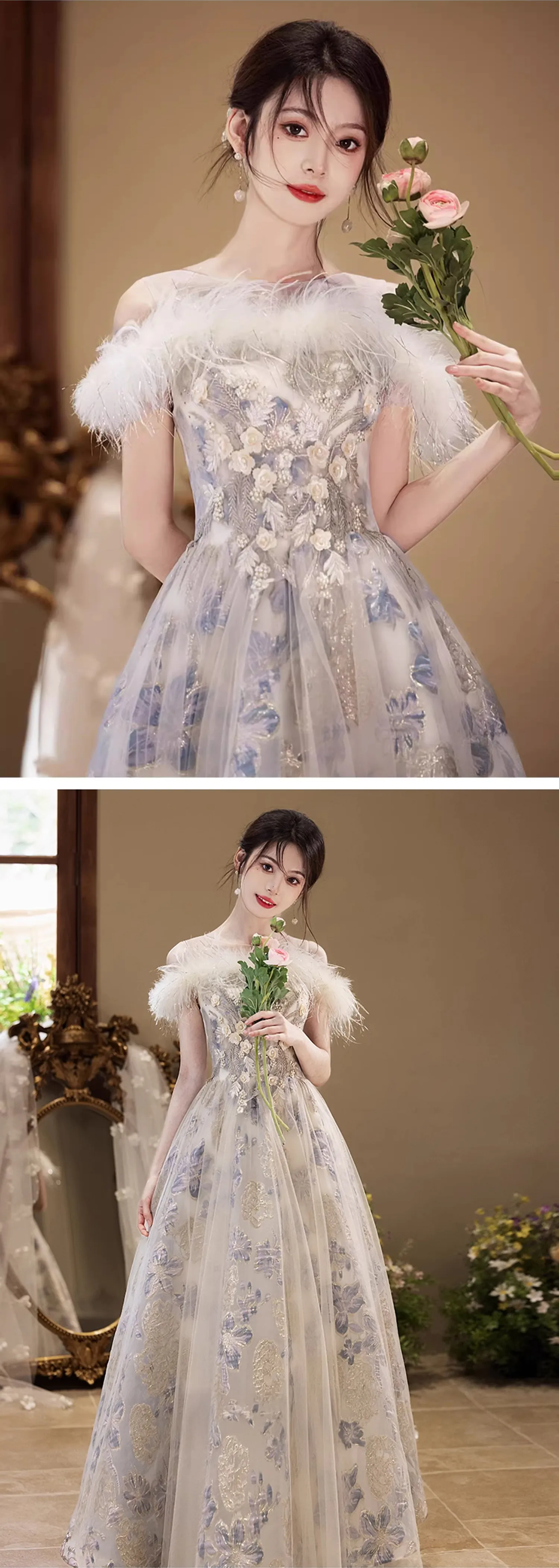 Romantic-A-Line-Silver-Embroidery-Feather-Tulle-Formal-Party-Gown13