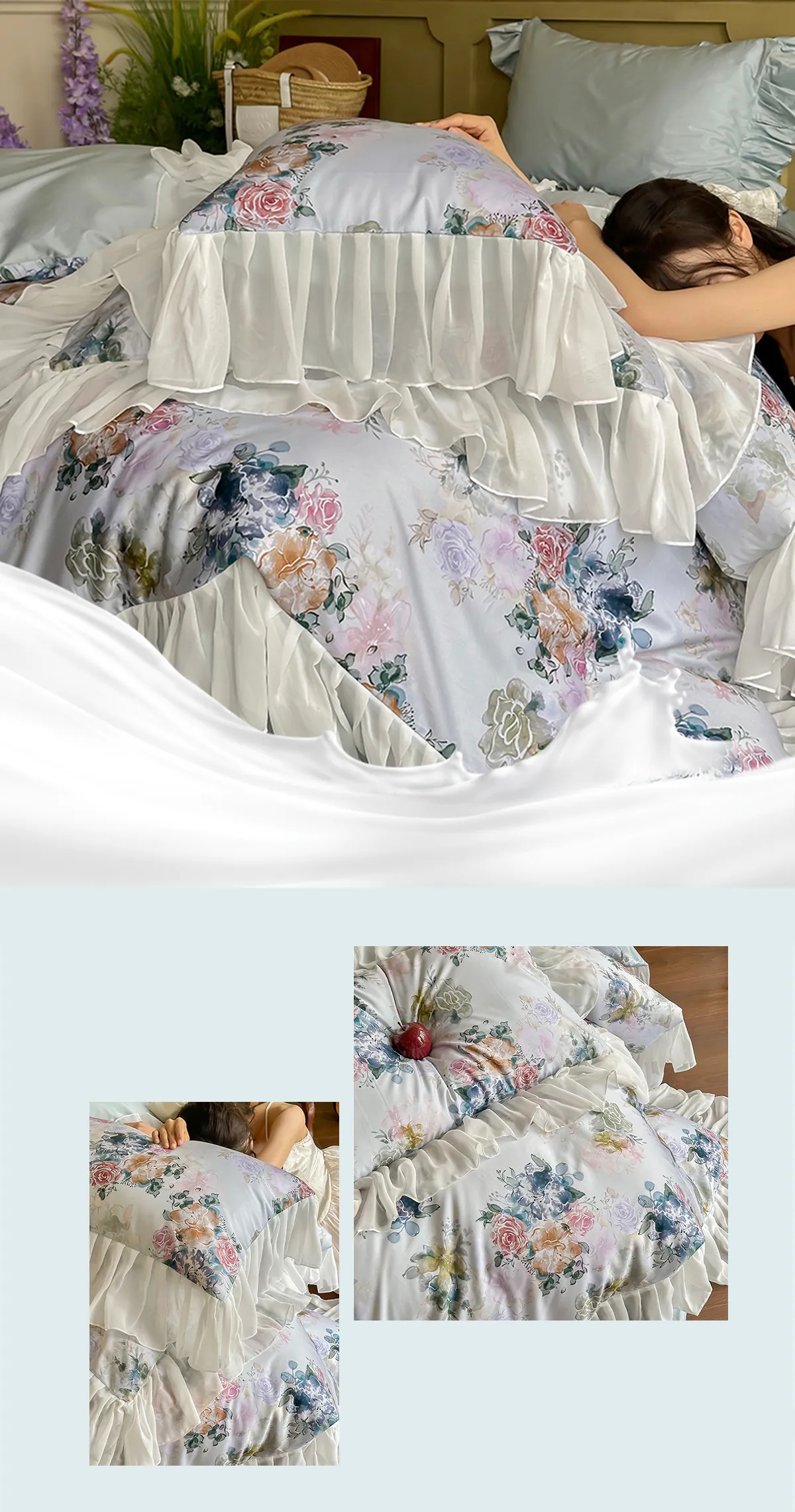 Romantic-Comfortable-Ruffle-Trim-Floral-Chiffon-Bedding-4-Pcs-Set13
