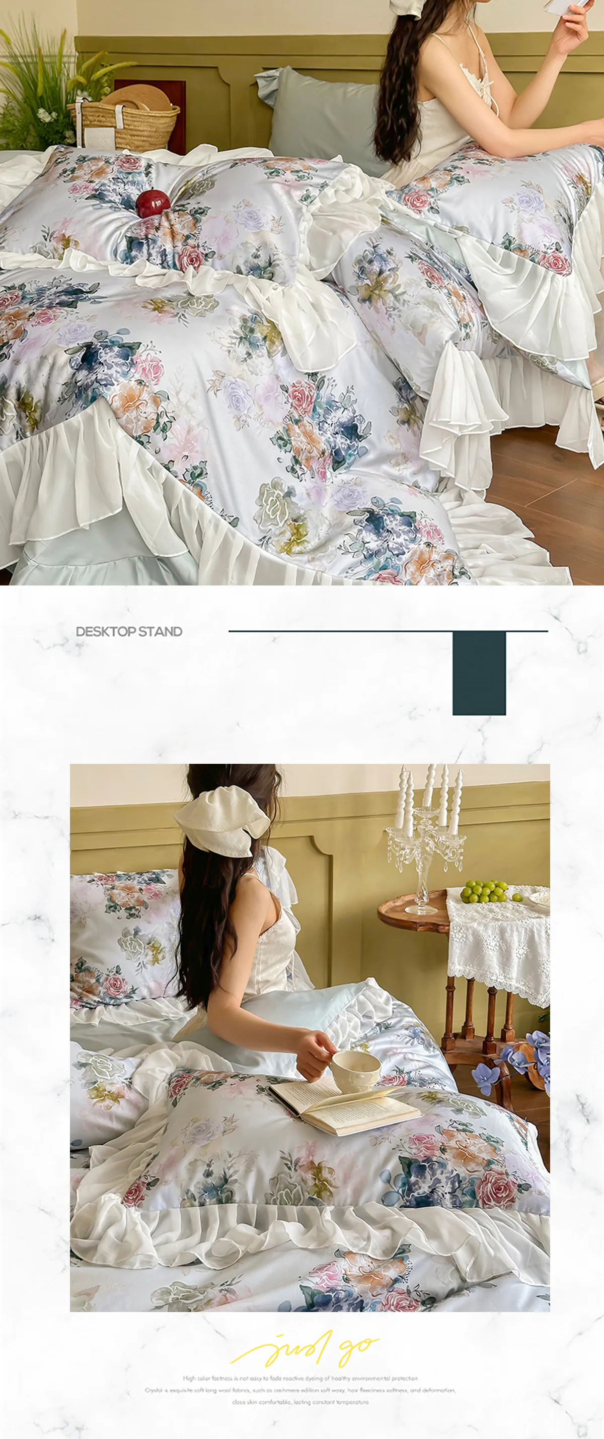 Romantic-Comfortable-Ruffle-Trim-Floral-Chiffon-Bedding-4-Pcs-Set14