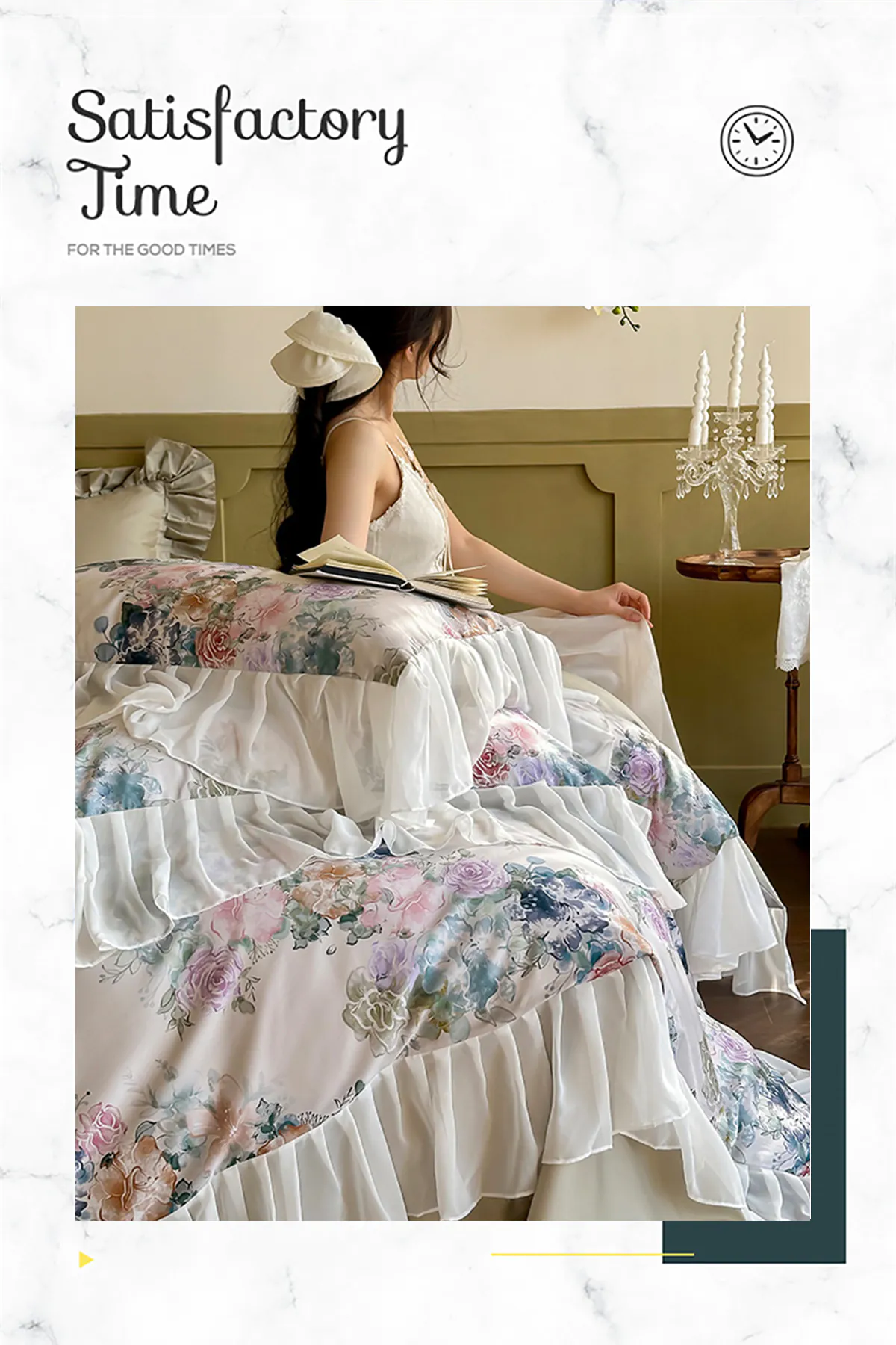 Romantic-Comfortable-Ruffle-Trim-Floral-Chiffon-Bedding-4-Pcs-Set16