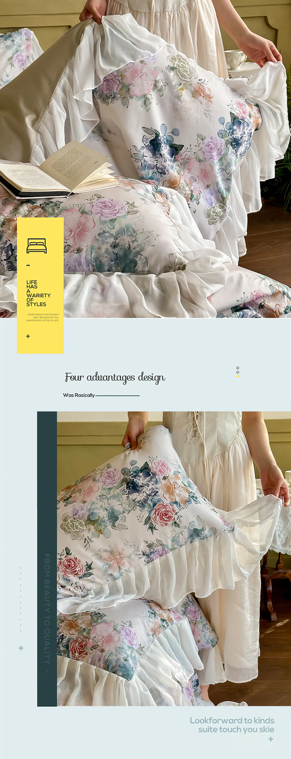 Romantic-Comfortable-Ruffle-Trim-Floral-Chiffon-Bedding-4-Pcs-Set17