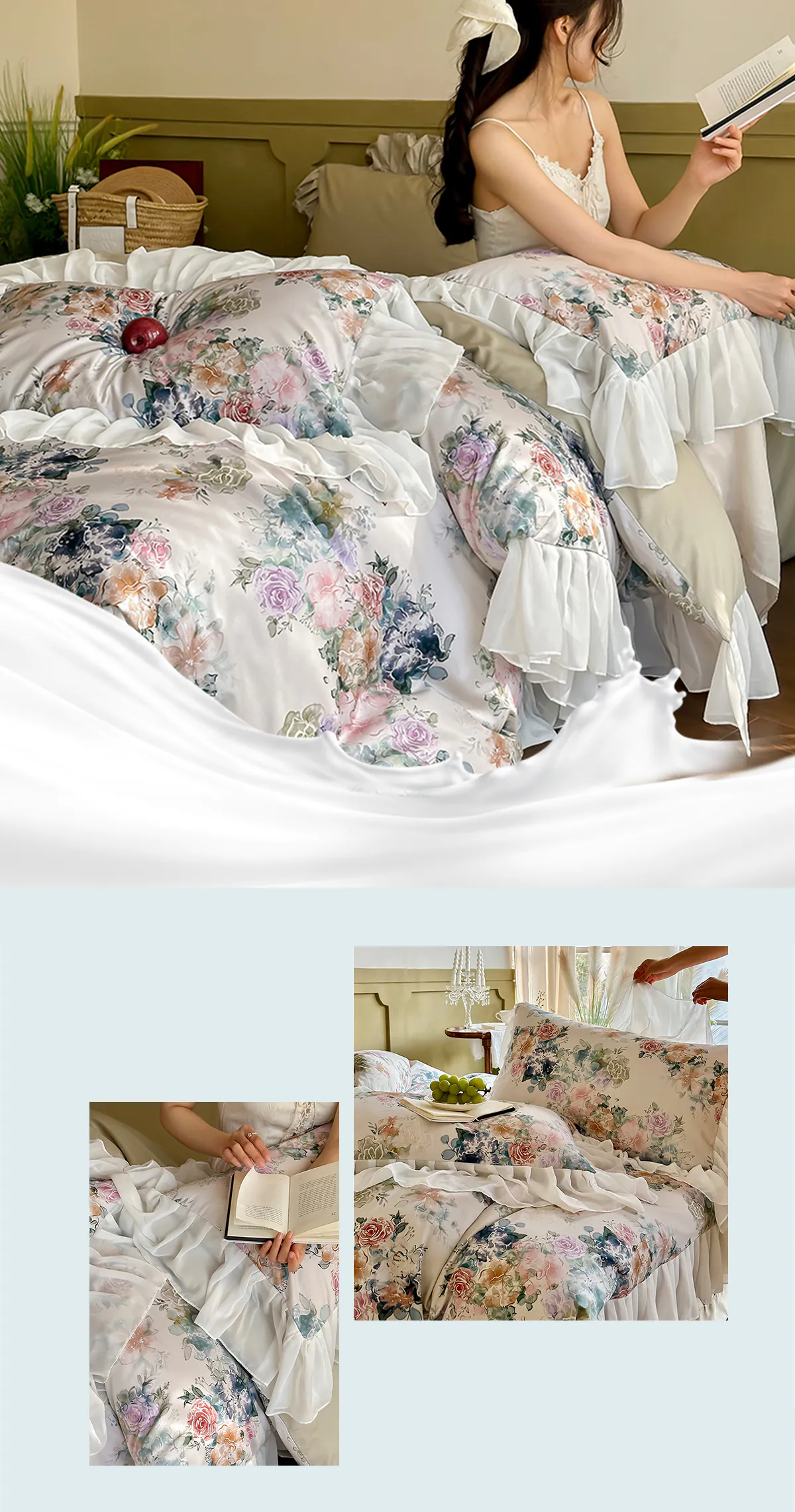 Romantic-Comfortable-Ruffle-Trim-Floral-Chiffon-Bedding-4-Pcs-Set18