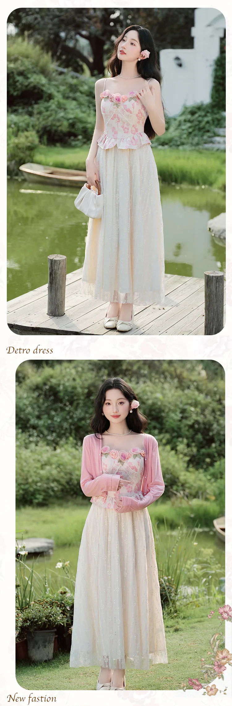 Romantic-French-3D-Rose-Lace-Slip-Dres-with-Knit-Cardigan-Two-Piece-Set15