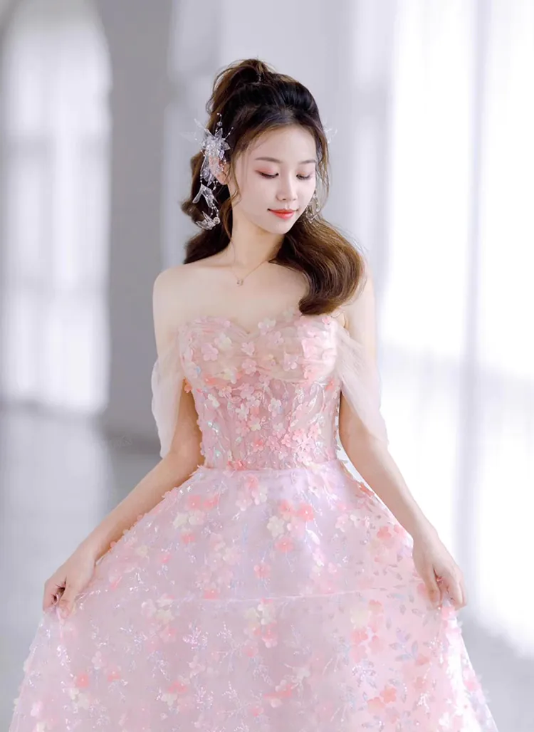 Romantic-Pastel-Pink-Off-Shoulder-3D-Flowers-Sparkle-Evening-Party-Dress06