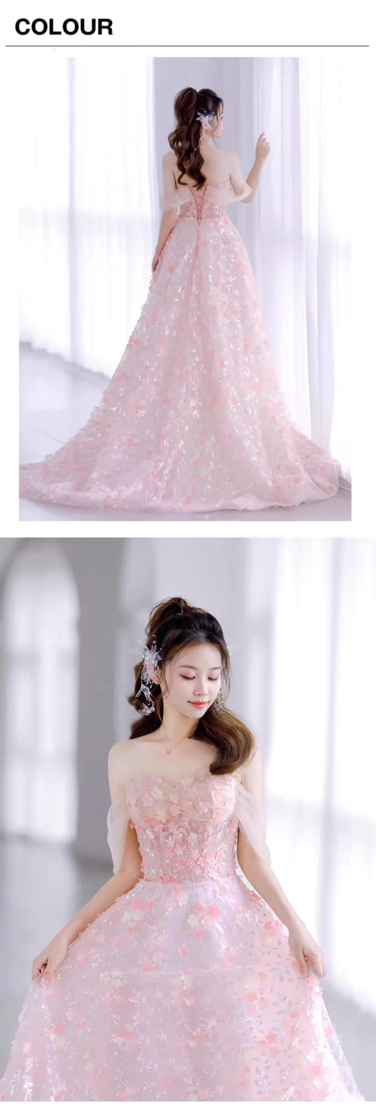 Romantic-Pastel-Pink-Off-Shoulder-3D-Flowers-Sparkle-Evening-Party-Dress10