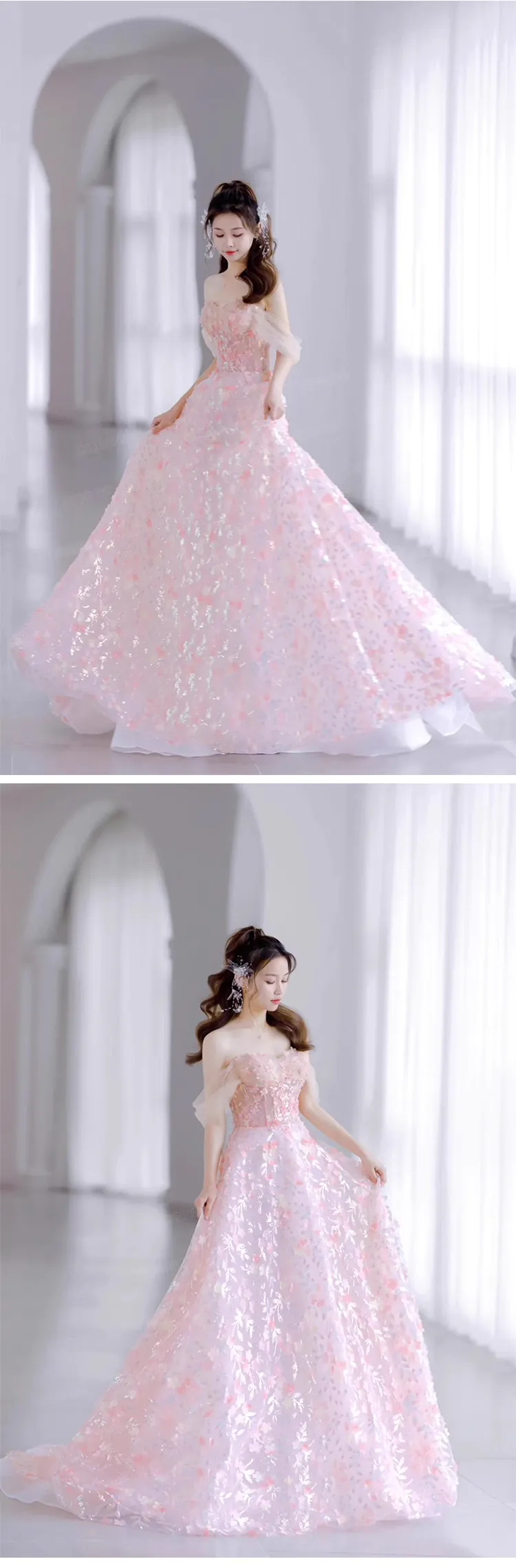 Romantic-Pastel-Pink-Off-Shoulder-3D-Flowers-Sparkle-Evening-Party-Dress11